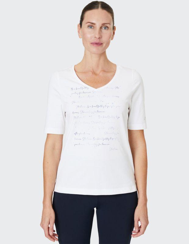 Joy Sportswear T-Shirt ARIA T-Shirt mit V-Ausschnitt und sanftem Schrift-Print