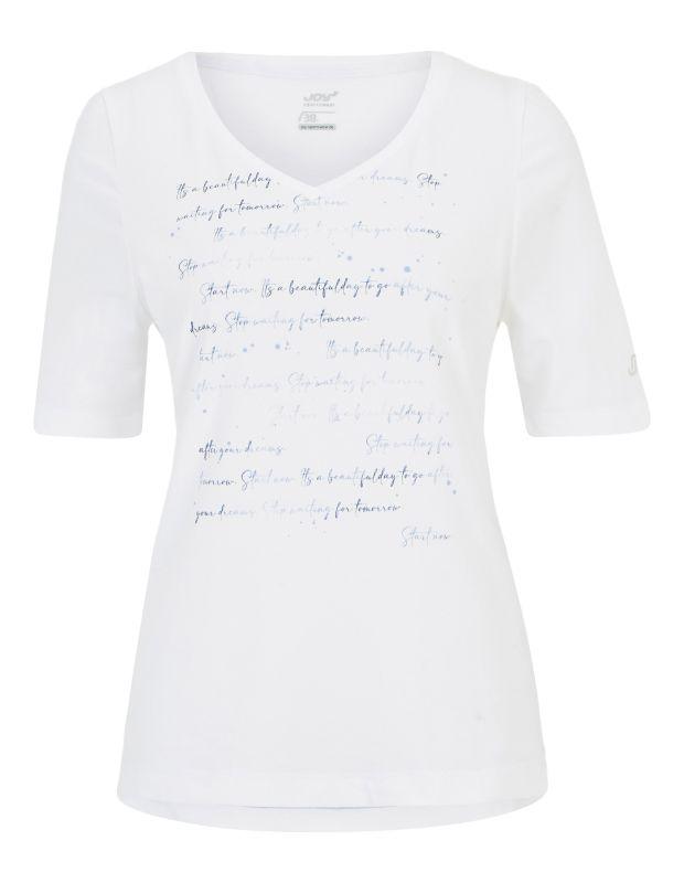 Joy Sportswear T-Shirt ARIA T-Shirt mit V-Ausschnitt und sanftem Schrift-Print im Angebot