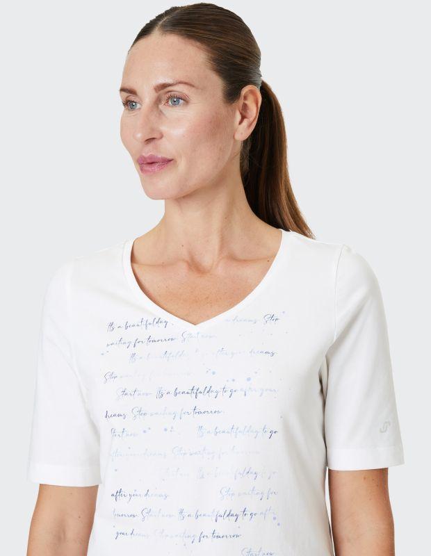 Joy Sportswear T-Shirt ARIA T-Shirt mit V-Ausschnitt und sanftem Schrift-Print im Angebot