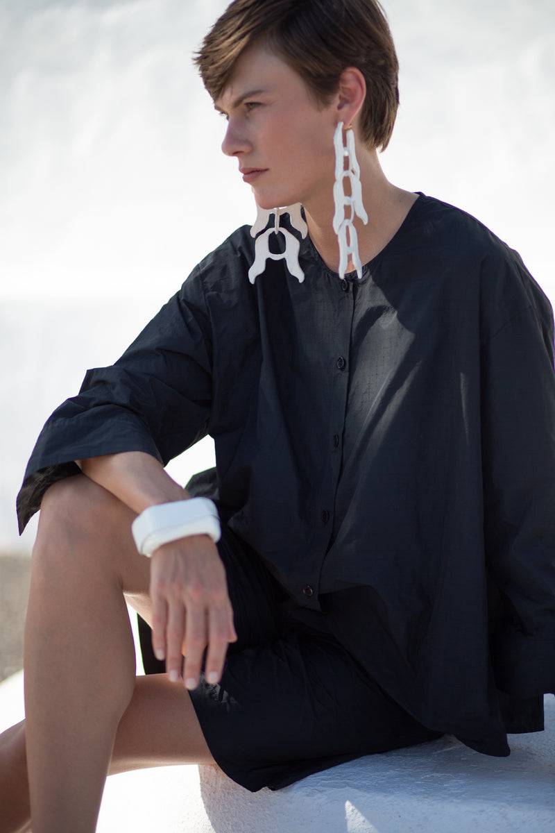 Katharina Hovman Big Blouse Short RIBSTOP, black Tiefpreis