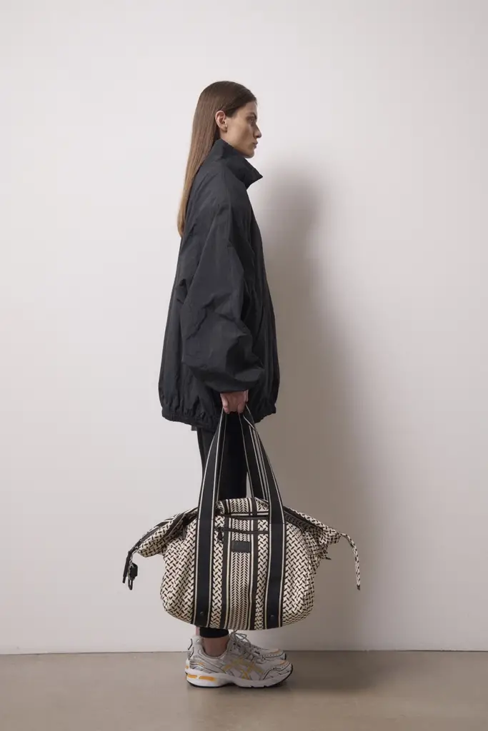Lala Berlin Big Bag Muriel 2.0 canvas heritage stripe black Große Rabatte