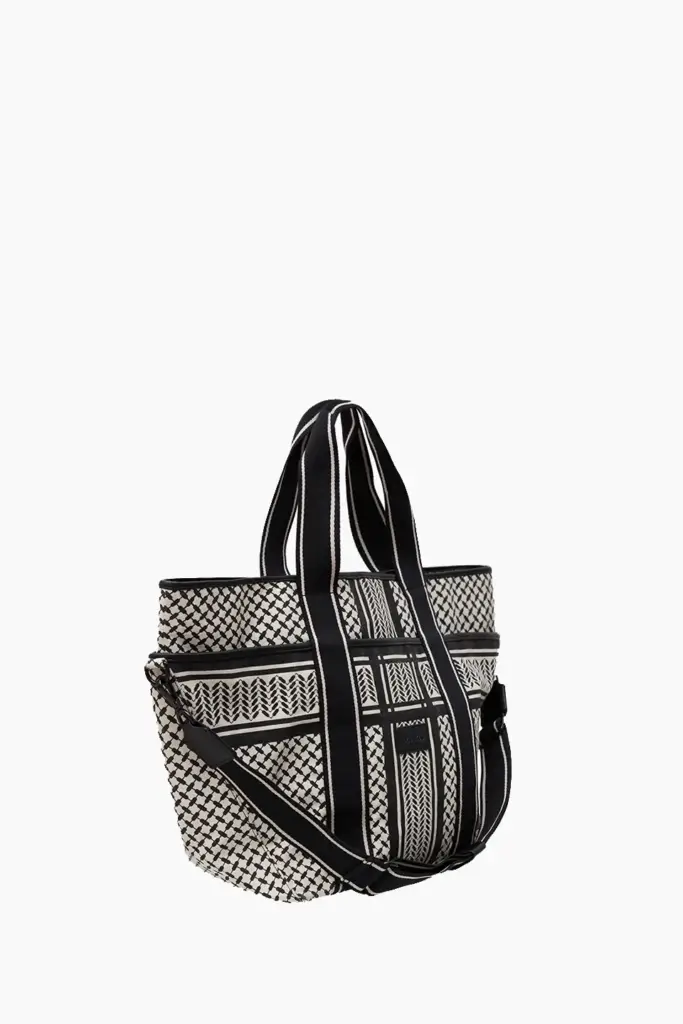 Lala Berlin East West Tote Merge canvas heritage stripe black Sonderangebote