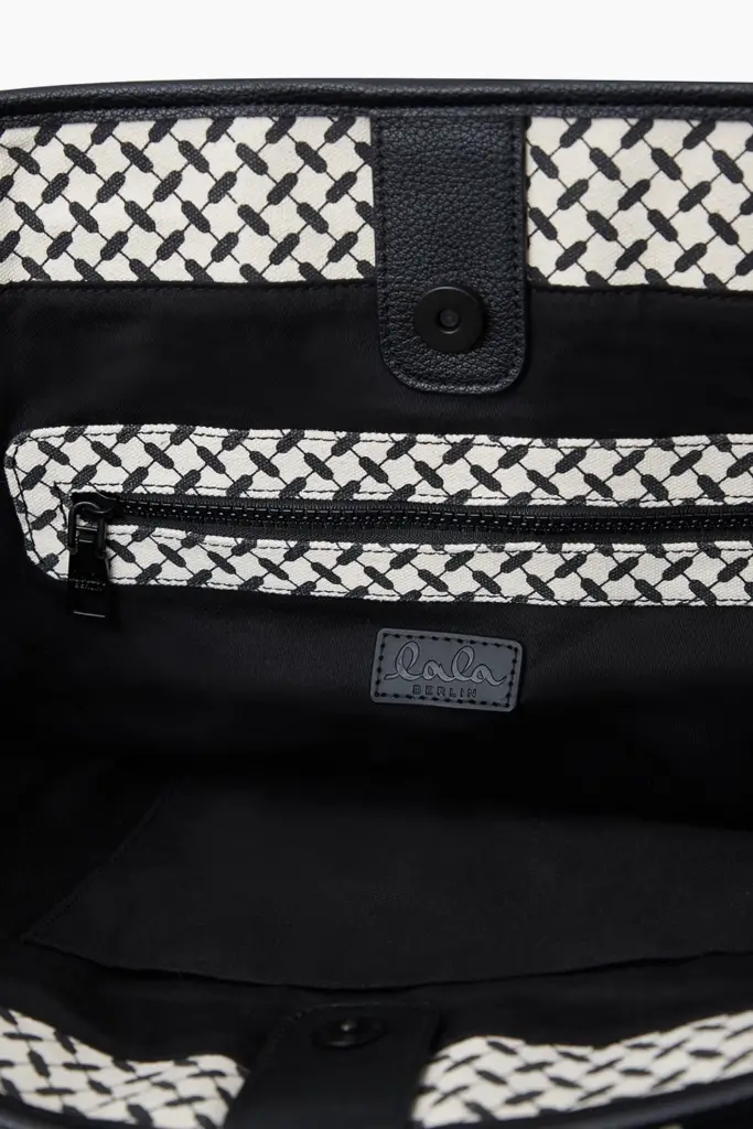 Lala Berlin East West Tote Merge canvas heritage stripe black Sonderangebote