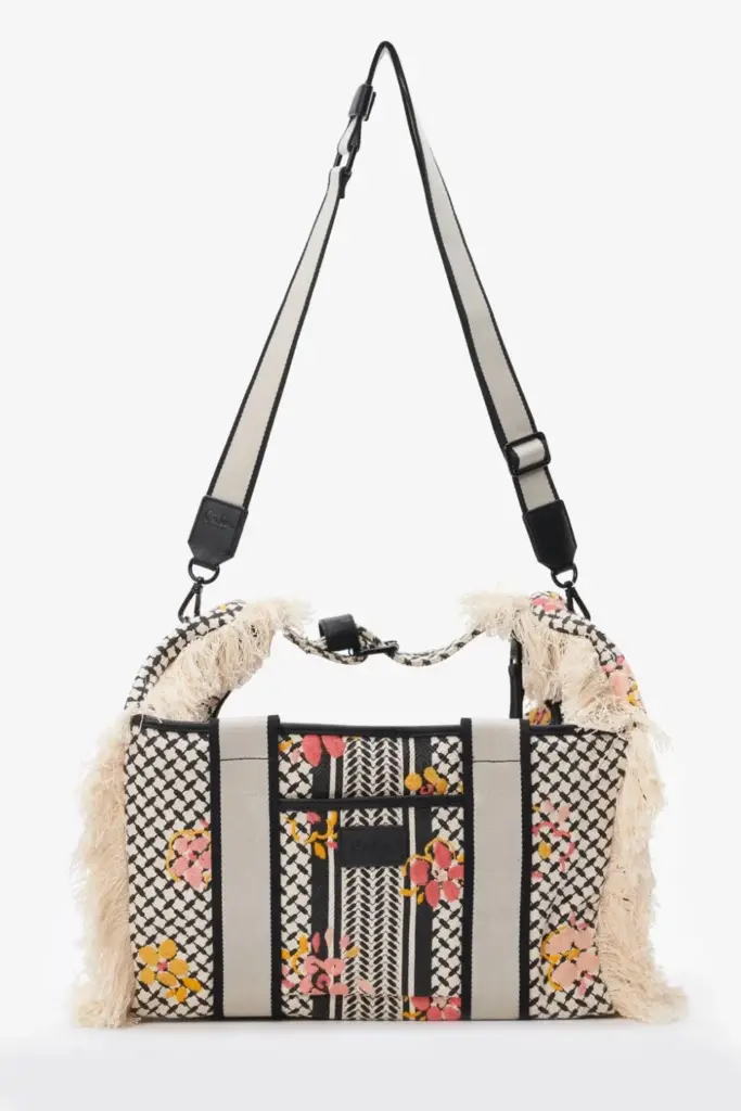 Lala Berlin Big Bag Muriel stitched canvas heritage embroidery flower Clearance-Verkauf