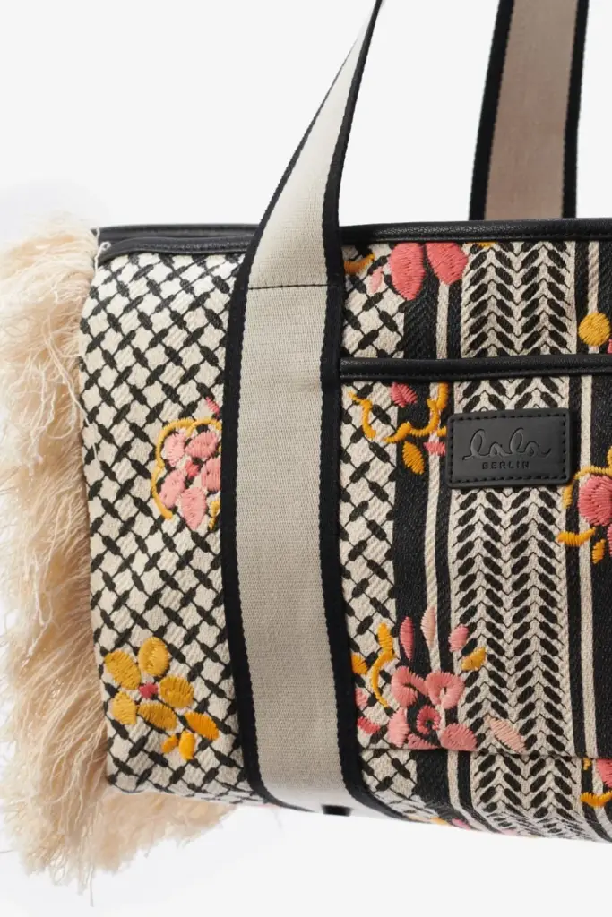 Lala Berlin Big Bag Muriel stitched canvas heritage embroidery flower Clearance-Verkauf