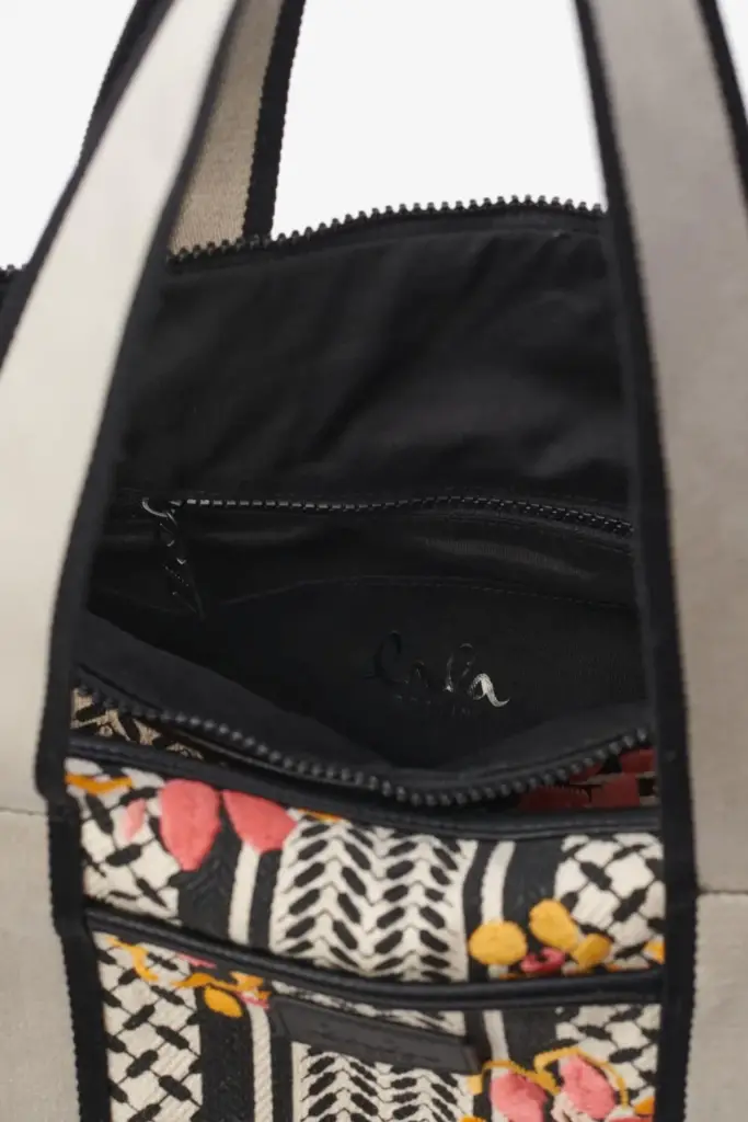 Lala Berlin Big Bag Muriel stitched canvas heritage embroidery flower Clearance-Verkauf