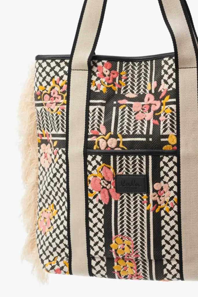 Lala Berlin Tote Carmela stitched canvas heritage embroidery flower zollfrei