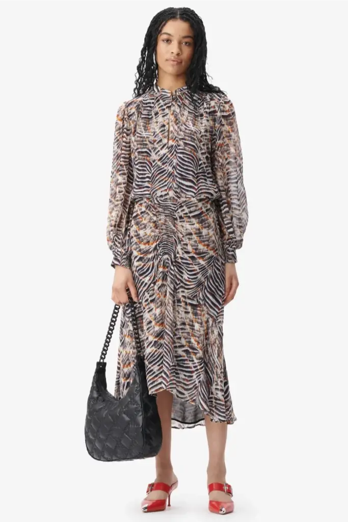 Lala Berlin Dress Delio viscose zebra shibori Weihnachtsangebot