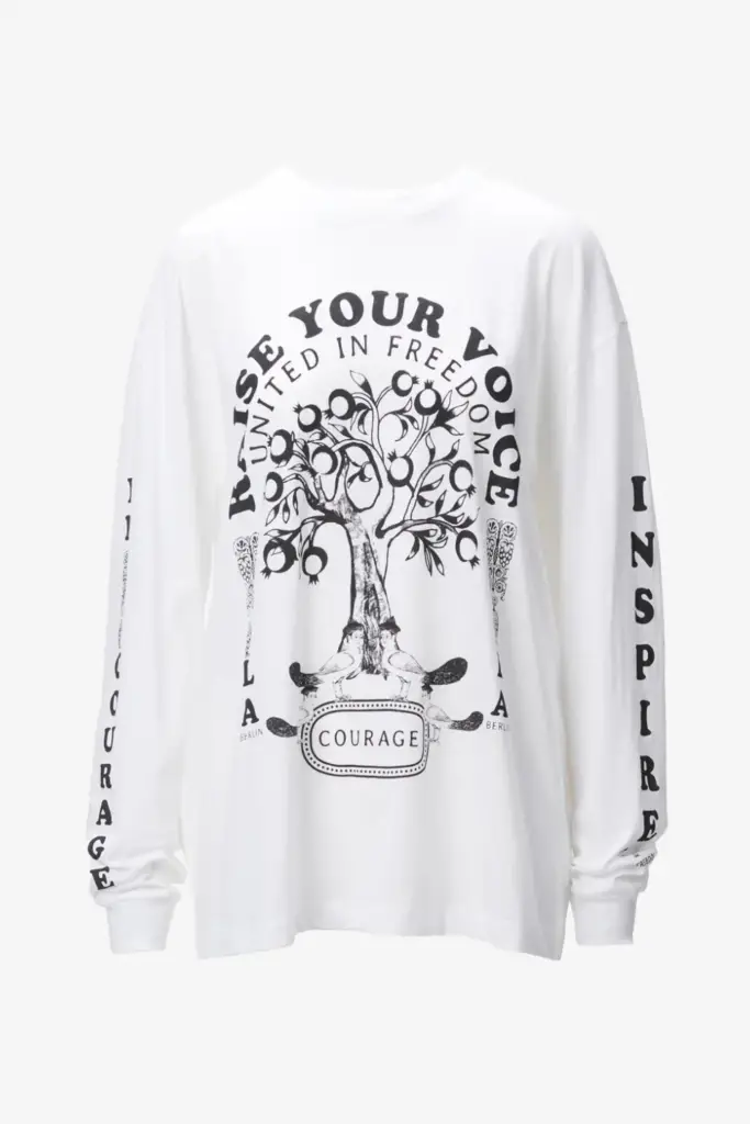 Lala Berlin Igor Longsleeves cotton raise your voice white Jubiläumsangebot