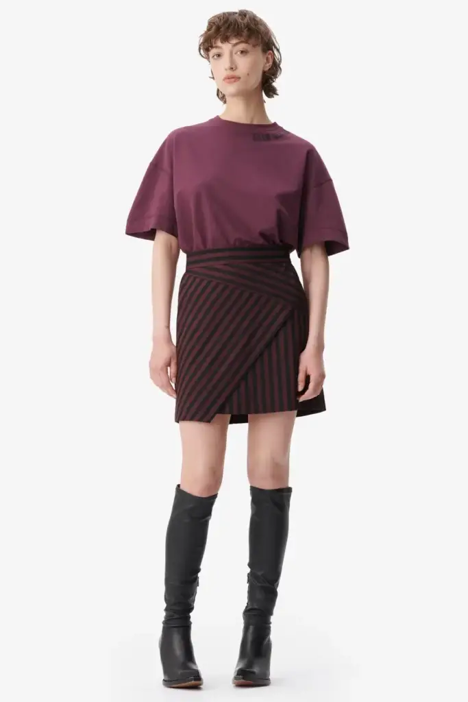 Lala Berlin Skirt Saki polyester mix stripe fudge Räumungsverkauf
