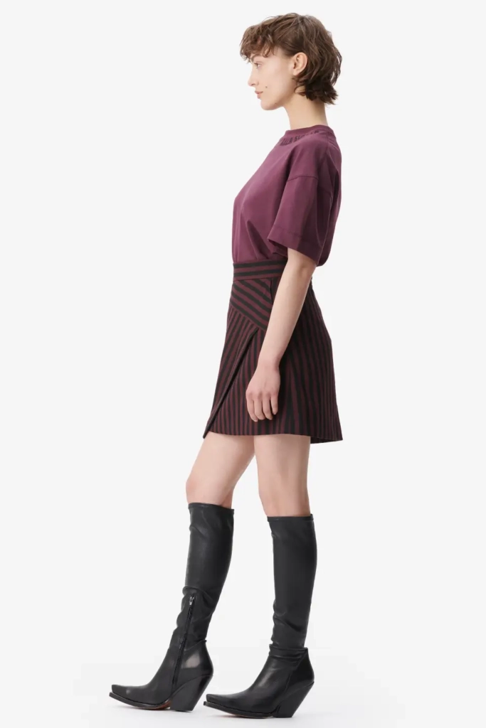 Lala Berlin Skirt Saki polyester mix stripe fudge Räumungsverkauf