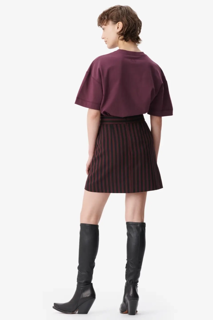 Lala Berlin Skirt Saki polyester mix stripe fudge Räumungsverkauf