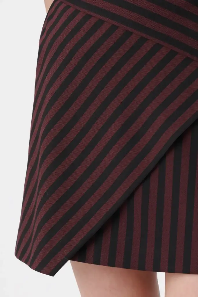 Lala Berlin Skirt Saki polyester mix stripe fudge Räumungsverkauf