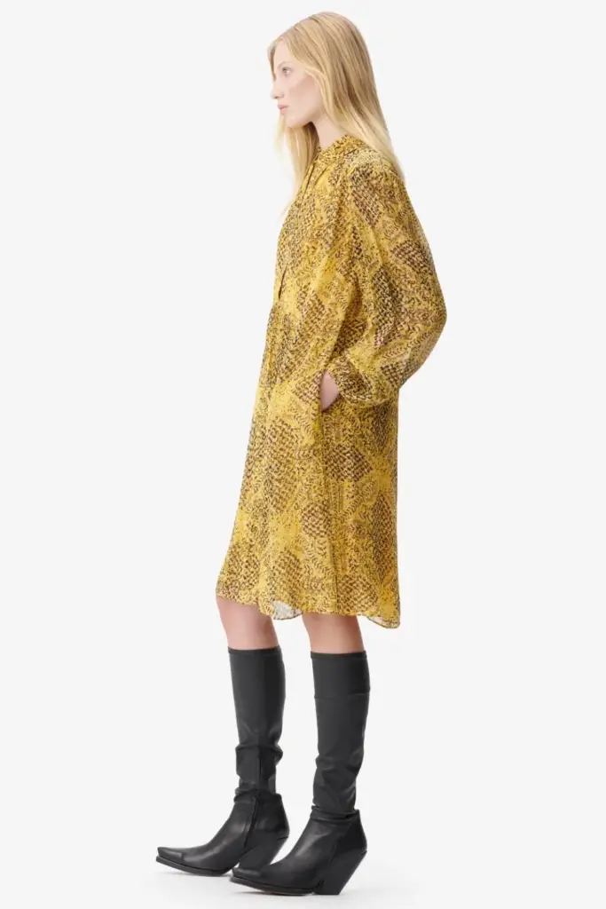 Lala Berlin Dress Daneris viscose heritage star yellow Neueste Stile