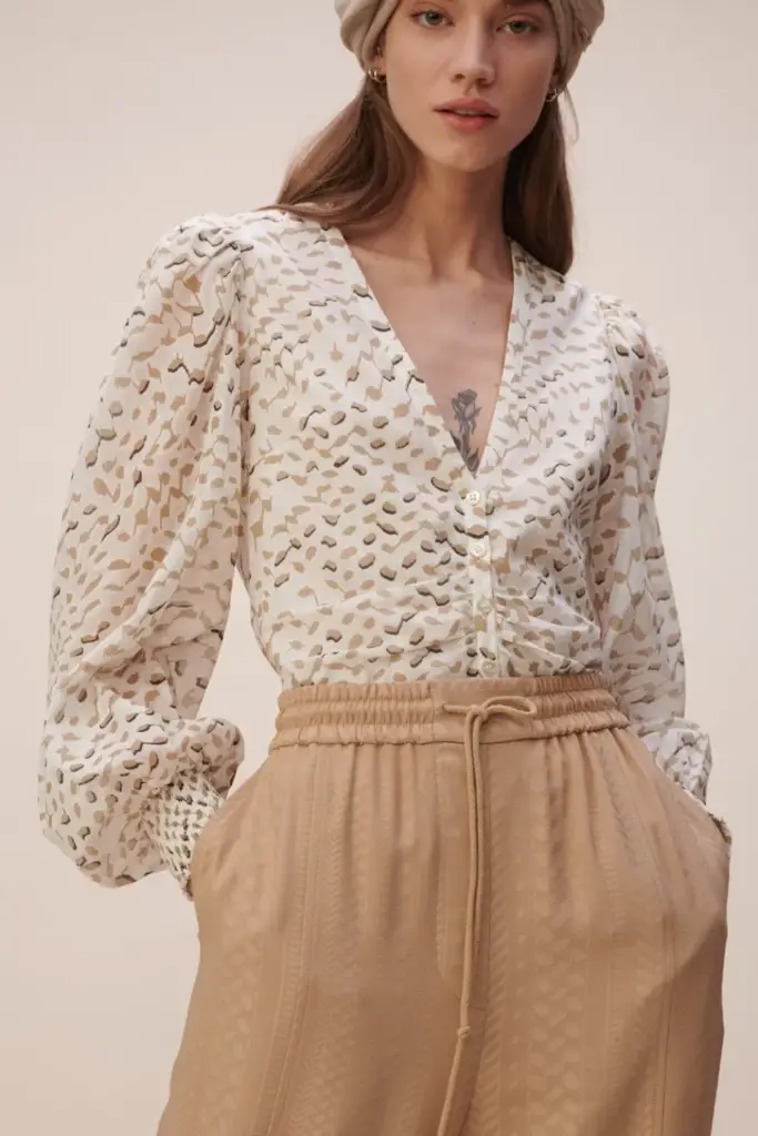 Lala Berlin Blouse Babsi cotton sand wave Zeitbegrenzte Promotion