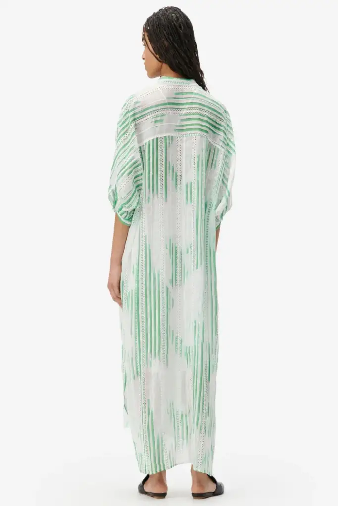 Lala Berlin Dress Dacire bast fiber green stripes Clearance-Verkauf