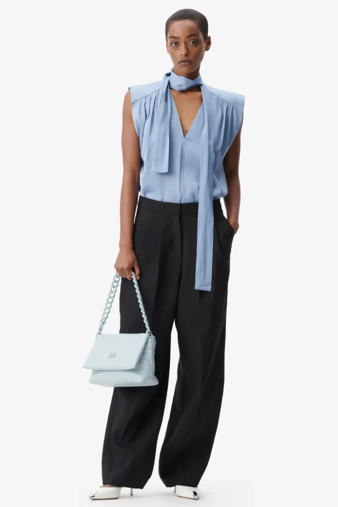 Lala Berlin Top Tracey viscose mix faded denim Fabrikladen