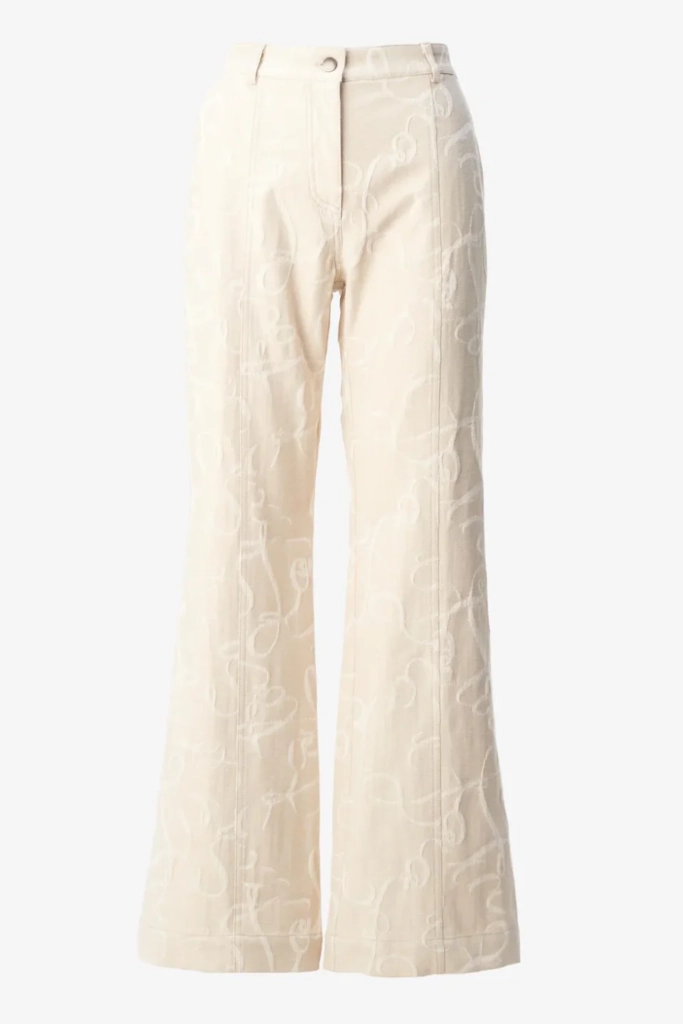 Lala Berlin Pants Pamir cotton mix lalagram jacquard beige Rabatt