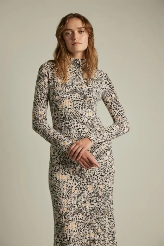 Lala Berlin Dress Kato wool heritage garden Valentinstagsangebot