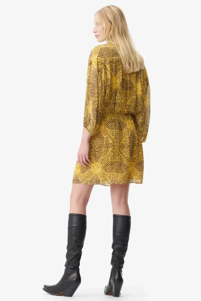 Lala Berlin Dress Drina viscose heritage star yellow Lagerräumung