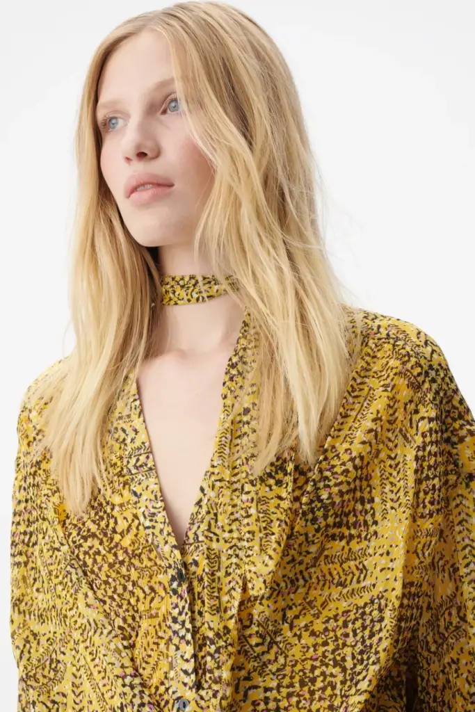 Lala Berlin Dress Drina viscose heritage star yellow Lagerräumung