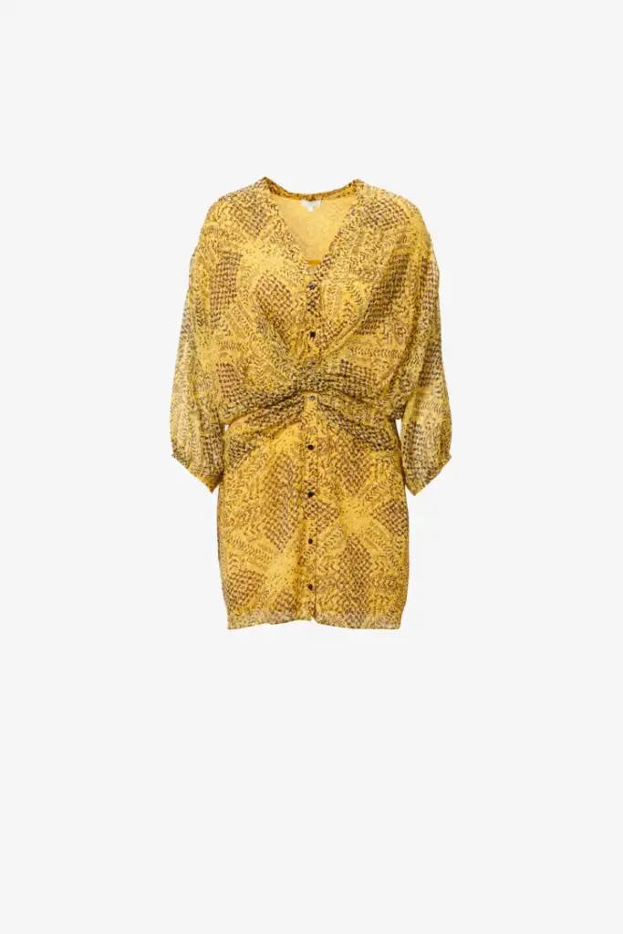 Lala Berlin Dress Drina viscose heritage star yellow Lagerräumung