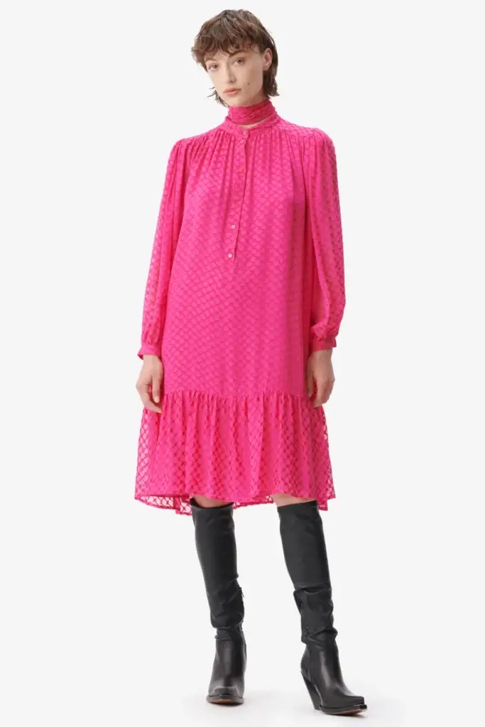 Lala Berlin Dress Day viscose/silk blend polka dot dragonfruit Kauf eins, bekomm eins gratis