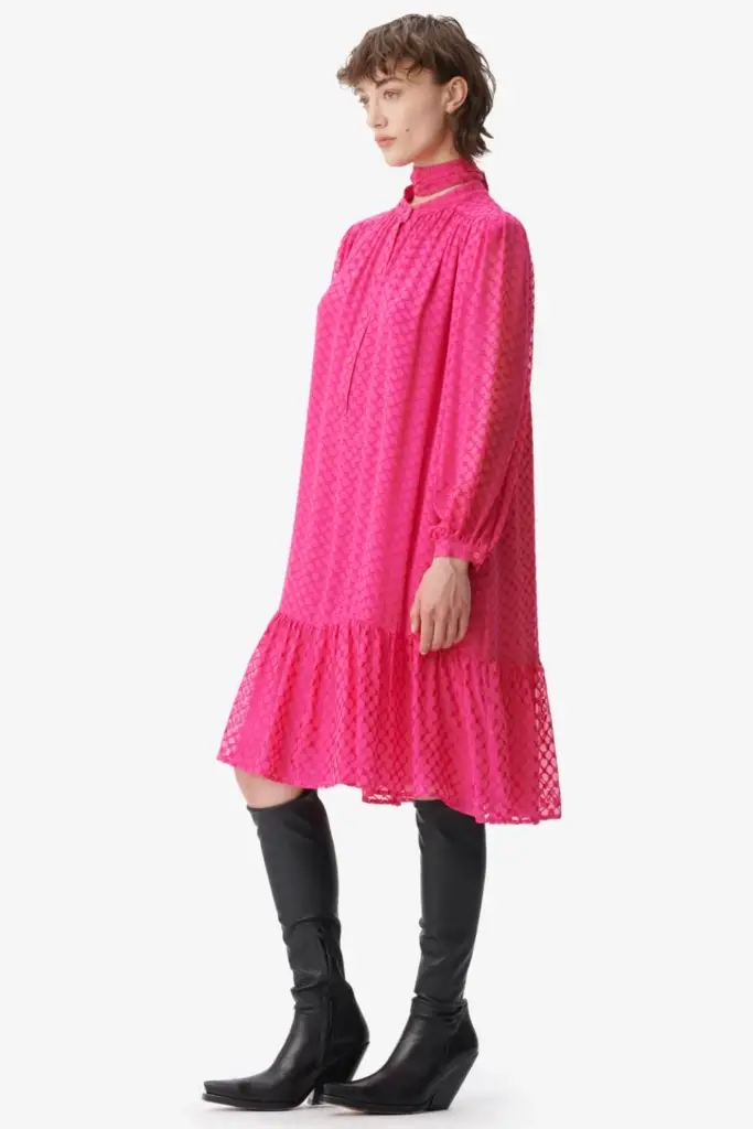 Lala Berlin Dress Day viscose/silk blend polka dot dragonfruit Kauf eins, bekomm eins gratis