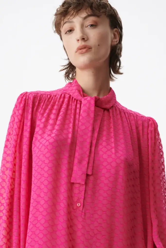 Lala Berlin Dress Day viscose/silk blend polka dot dragonfruit Kauf eins, bekomm eins gratis