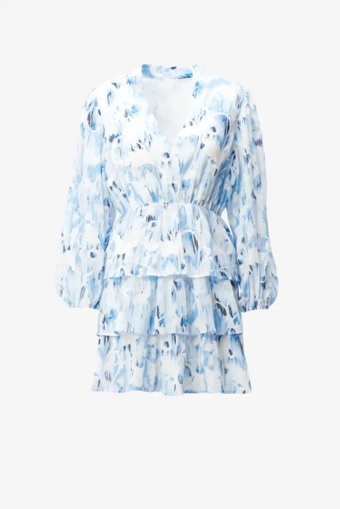 Lala Berlin Dress Danuta cotton floral fountain blue Sonderangebote