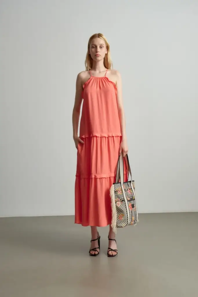 Lala Berlin Dress Daau viscose underwater melon Begrenzte Freigabe