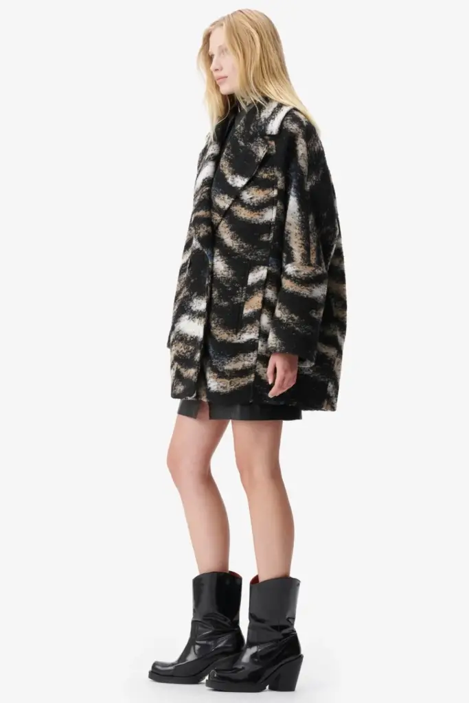Lala Berlin Coat Olly wool/polyester blend big zebra black Letzte 2 Tage