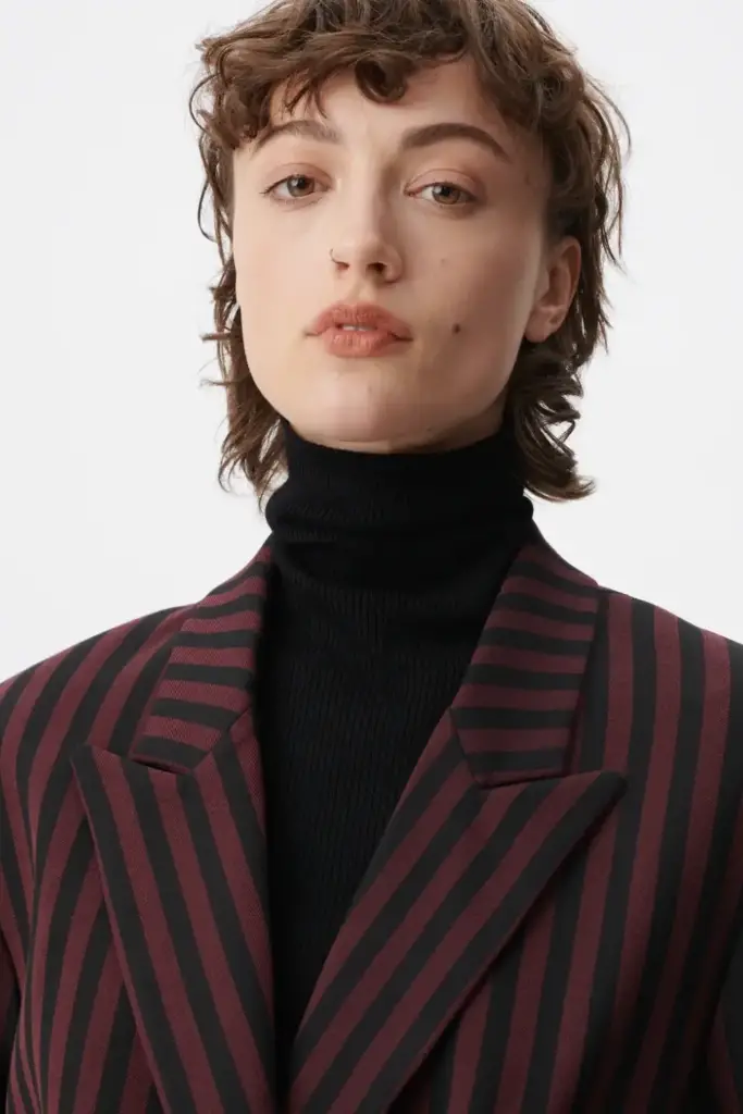 Lala Berlin Coat Odith polyester mix stripe fudge Bis zu 50% Rabatt