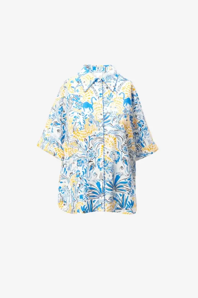 Lala Berlin Blouse Betta linen/viscose blend magic garden day Riesige Rabatte