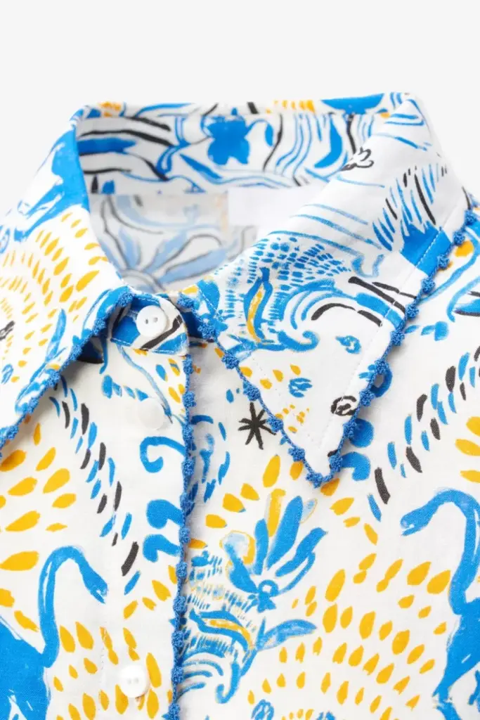 Lala Berlin Blouse Betta linen/viscose blend magic garden day Riesige Rabatte