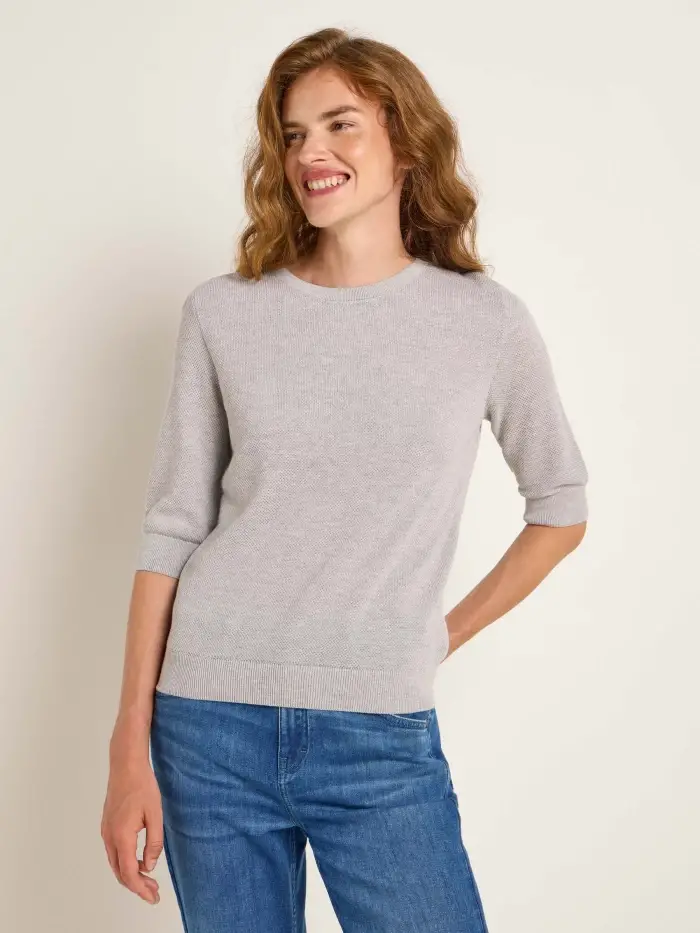 Lanius Struktur-Halbarmpullover (GOTS) Begrenzte Freigabe
