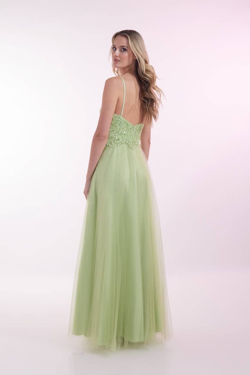 Laona NOBLE TULLE DRESS Besticktes Maxikleid mit V-Ausschnitt und Tüll-Einsatz Räumungsverkauf