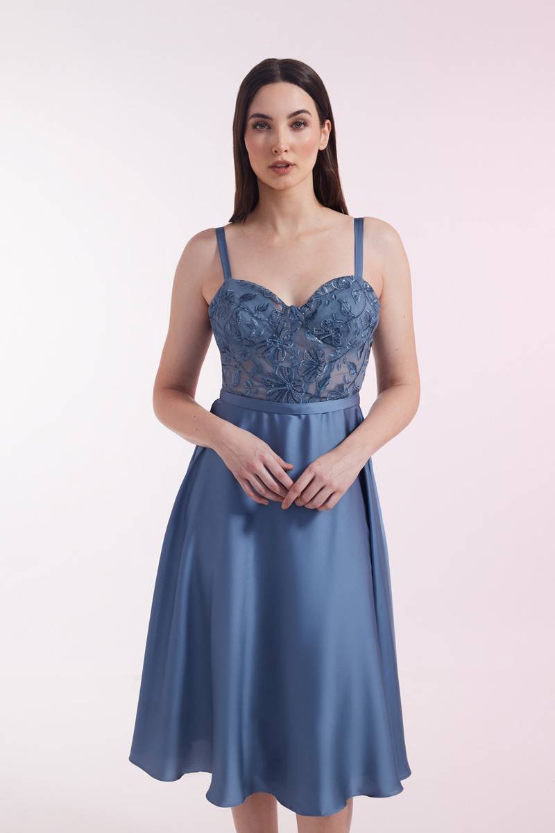 Laona PORTRAIT OF A LADY DRESS Besticktes Midikleid aus Satin Im Verkauf
