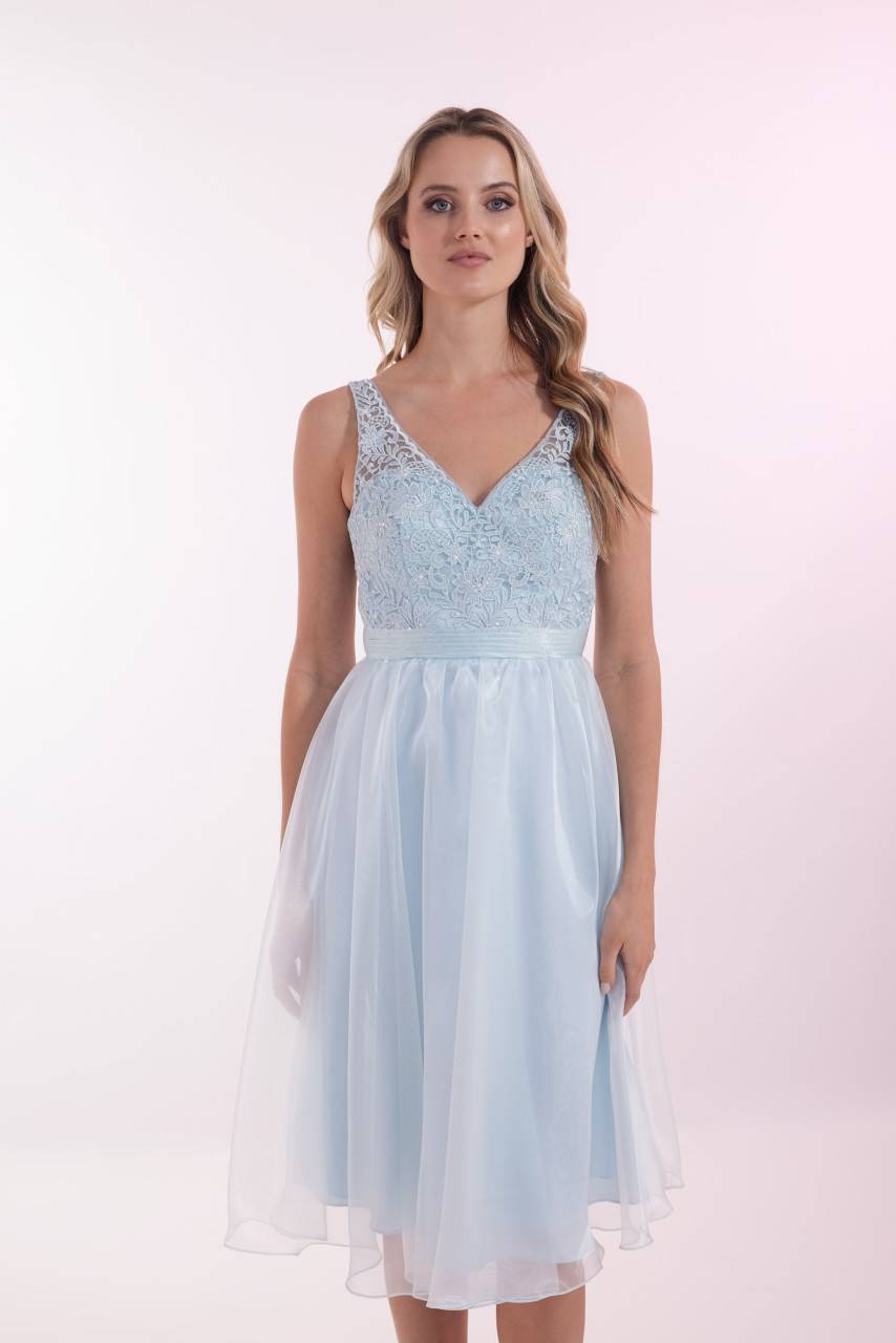 Laona SILKY SHINE DRESS Besticktes Midikleid mit V-Ausschnitt und Taillengürtel Verkauf