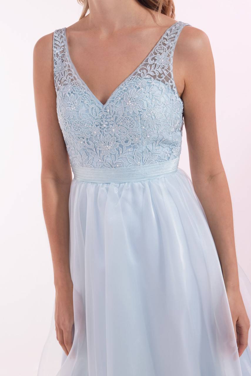 Laona SILKY SHINE DRESS Besticktes Midikleid mit V-Ausschnitt und Taillengürtel Verkauf