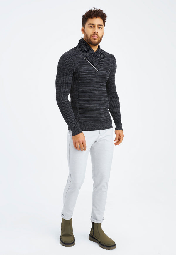 Leif Nelson Strickpullover Feinstrick mit Schalkragen Osterangebot