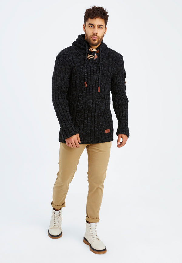Leif Nelson Strickpullover Grobstrick mit Kapuze Blitzangebot