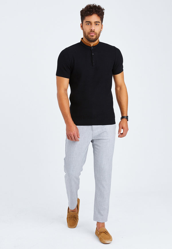 Leif Nelson T-Shirt Feinstrick mit Stehkragen Hotsell