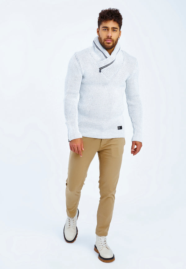 Leif Nelson Strickpullover Grobstrick Schalkragen Saisonschlussverkauf