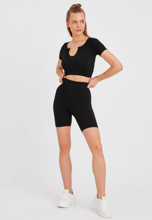Leif Nelson Seamless Crop Top kurzarm Clearance-Verkauf