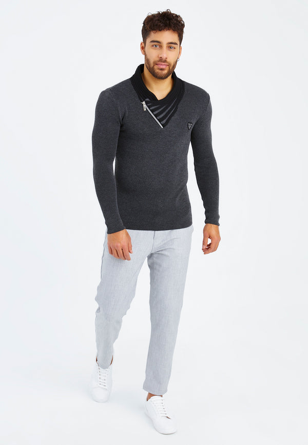 Leif Nelson Strickpullover Feinstrick mit Schalkragen Flash Sale