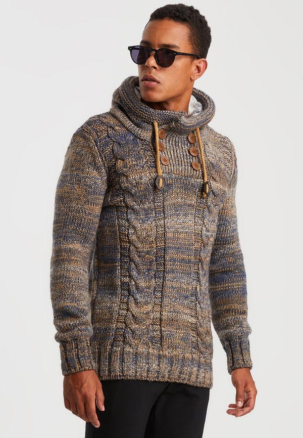 Leif Nelson Strickpullover Grobstrick mit Kapuze Jubiläumsangebot