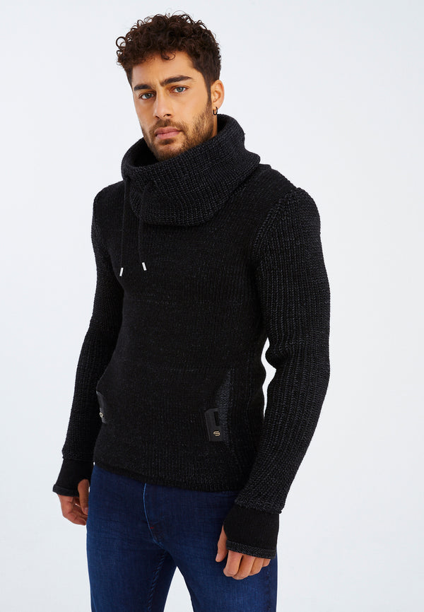 Leif Nelson Strickpullover Grobstrick mit Schalkragen Heißer Verkauf