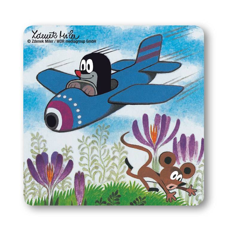 Logoshirt Der Kleine Maulwurf - Im Flugzeug - Untersetzer Versandkostenfrei