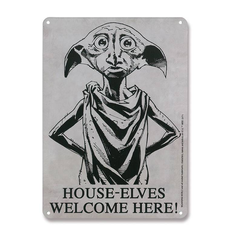 Logoshirt Harry Potter - Dobby - House-Elves Welcome Here! - Blechschild A5 Exklusivangebot